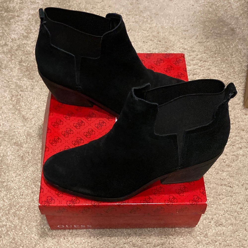 GUESS Black Suede Ankle Booties